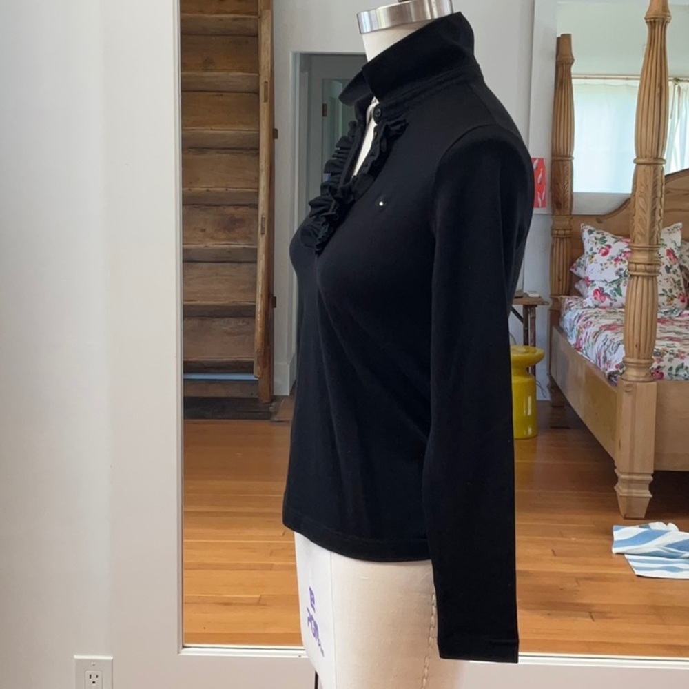 Lacoste Fringed Long Sleeve Tee with Diamond Alligator
